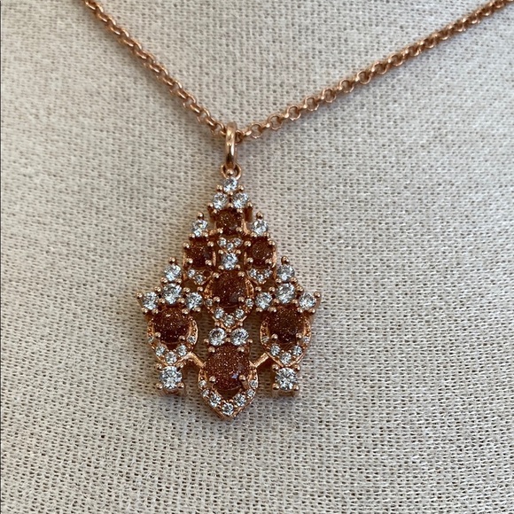 New Hespera Rose Gold Necklace with Colorado Sunstone and White Topaz Accents - Picture 2 of 2